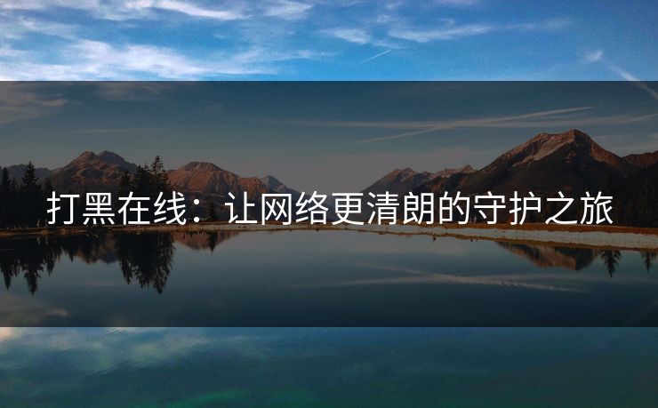 打黑在线：让网络更清朗的守护之旅