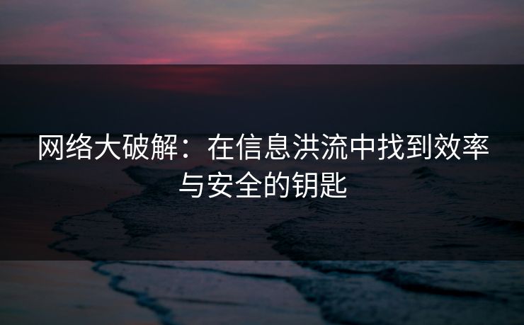 网络大破解:在信息洪流中找到效率与安全的钥匙