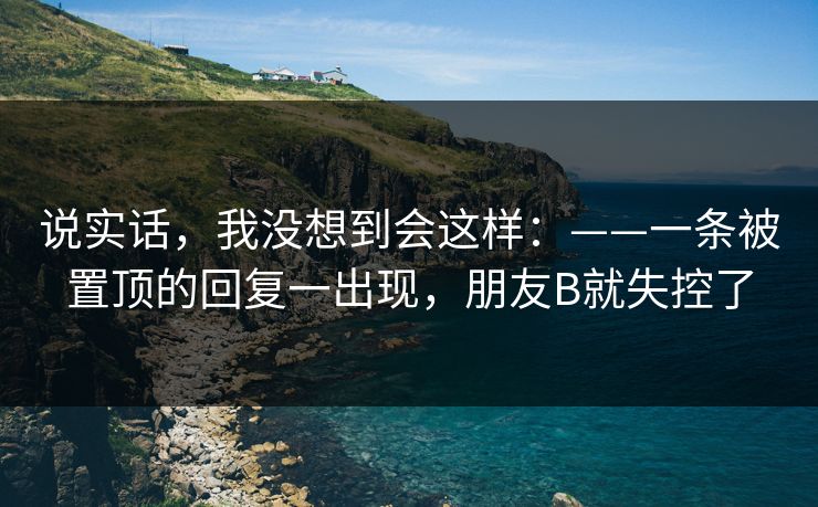 说实话,我没想到会这样:——一条被置顶的回复一出现,朋友B就失控了
